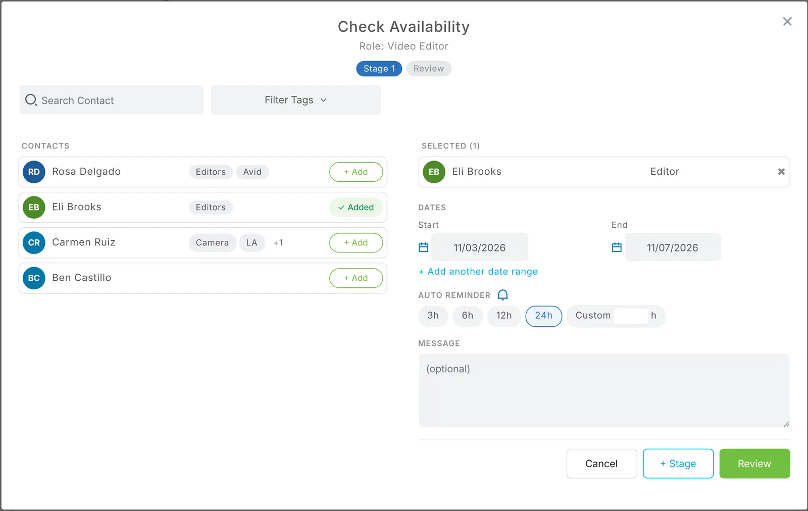 The Check Availability window