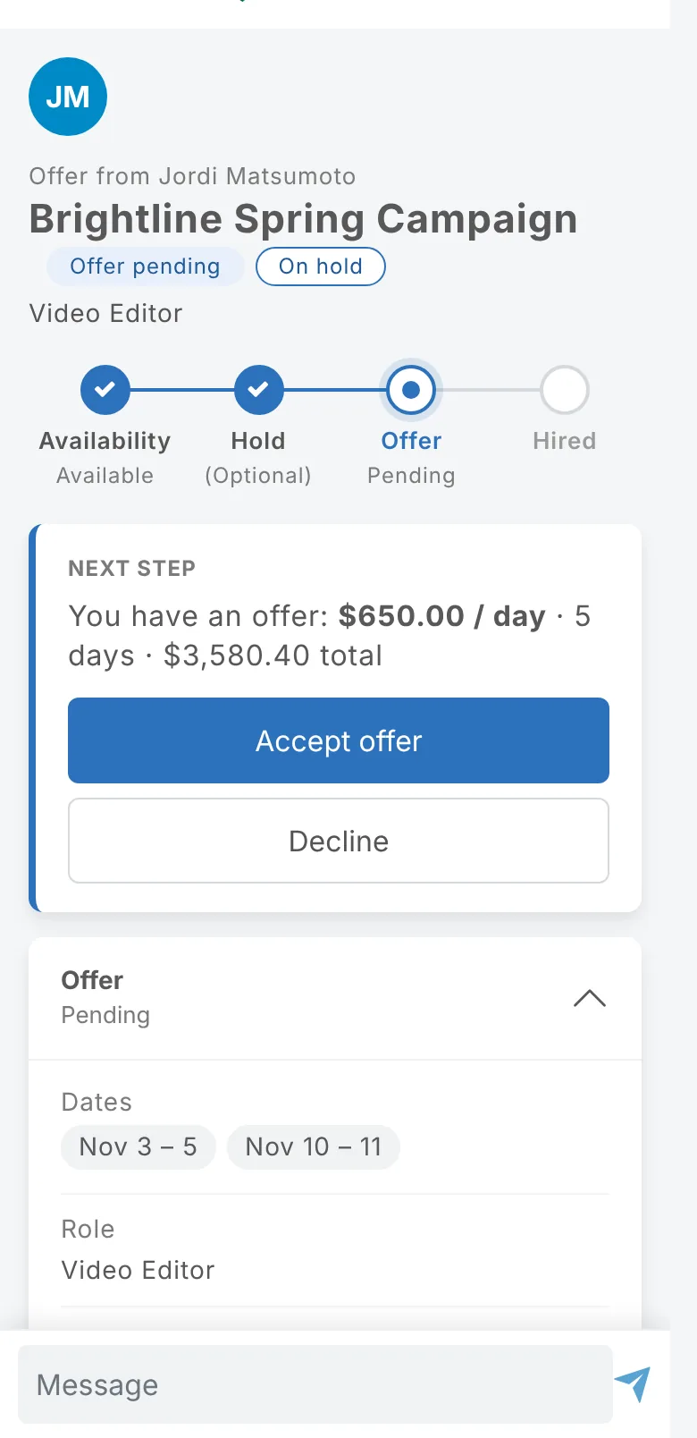 An offer on a phone